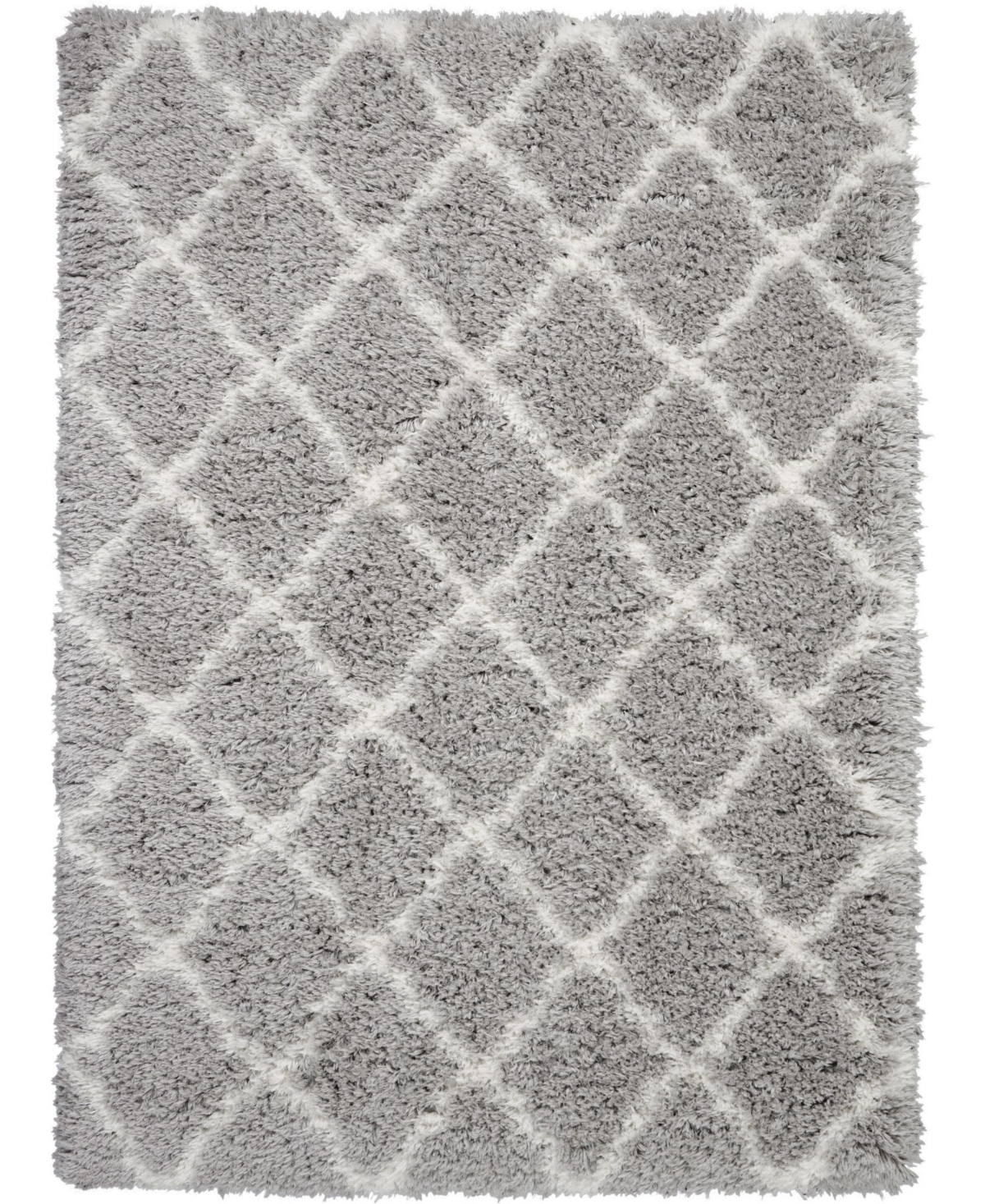 Nourison Home Luxe Shag Lxs02 Gray And Ivory 4' X 6' Area Rug In Gray,ivory