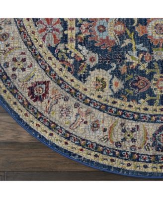 Ankara Global ANR13 Navy and Multi 6' Round Rug