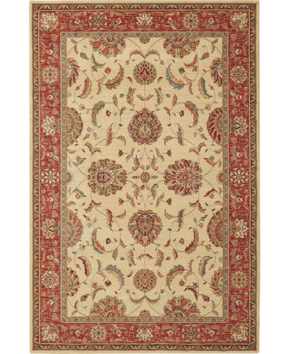 Nourison Home Living Treasures LI04 Ivory and Red 5'6in x 8'3in Area Rug - Ivory/red
