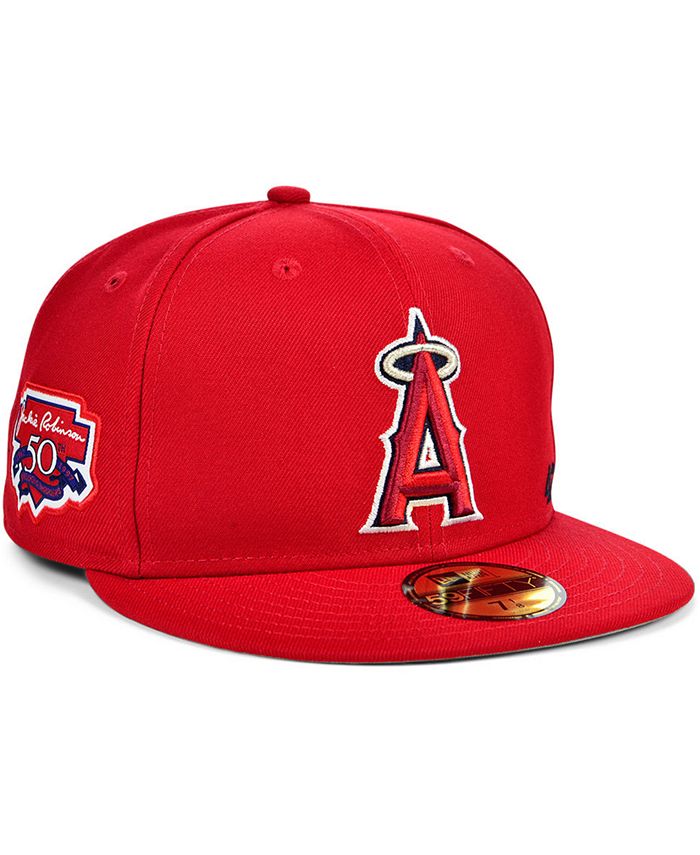 New Era Men's Los Angeles Angels Jackie Robinson 50th Patch 59FIFTY ...