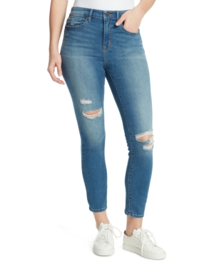 image of William Rast Distressed High-Rise Skinny Ankle Jeans