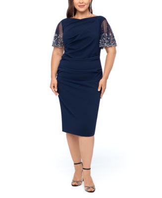 Betsy & Adam Plus Size Beaded-Sleeve Dress - Macy's