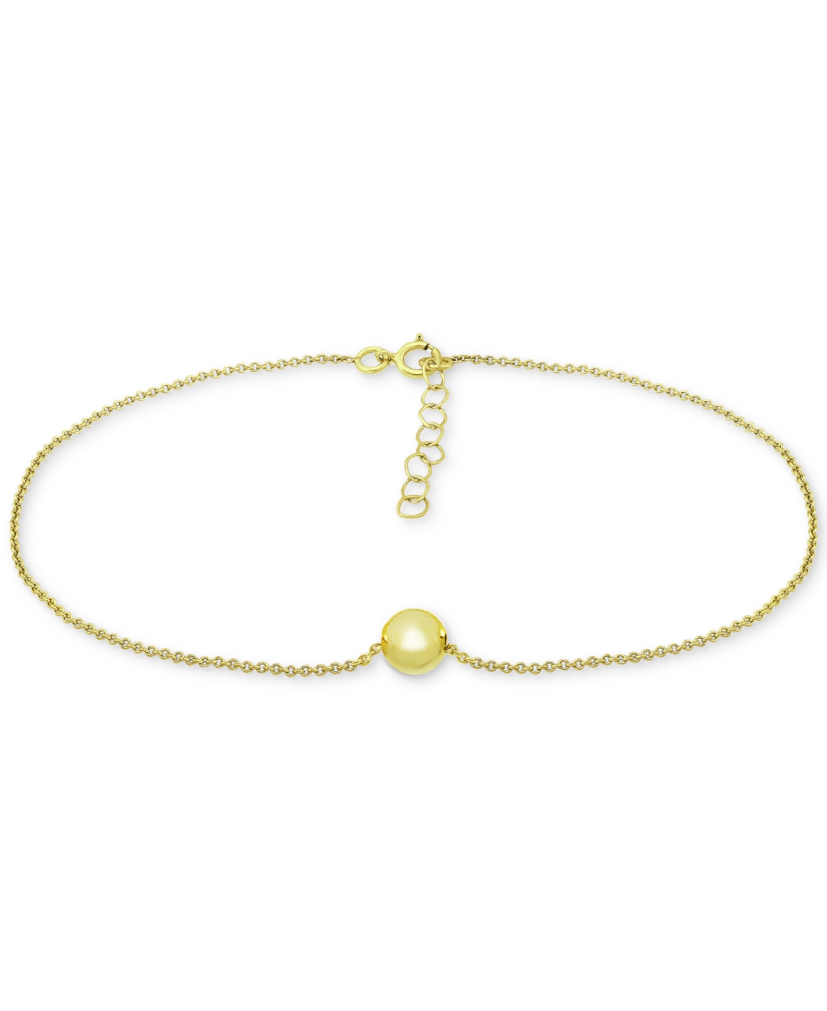 Polished Bead Ankle Bracelet in 18k Gold-Plated Sterling Silver & Sterling Silver, Created for Macy's - Gold Over Silver