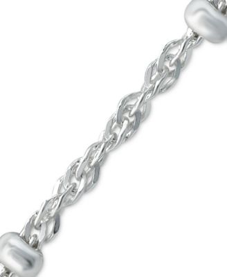 Sterling Silver Ankle Bracelet, Small Beaded Singapore Chain, Created for Macy's