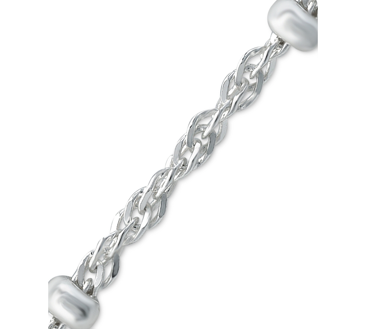 Giani Bernini SterlingAnkle Bracelet, Small Beaded Singapore Chain, Created for Macy's - Silver
