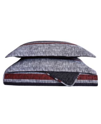 London Fog Warren Stripe 3-Piece Quilt Set, Full/Queen