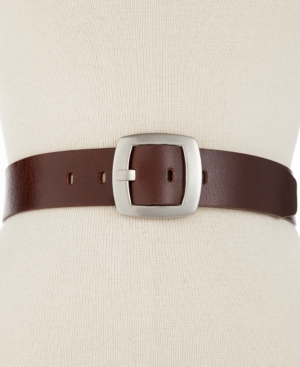CALVIN KLEIN LEATHER PANT BELT WITH CENTERBAR BUCKLE