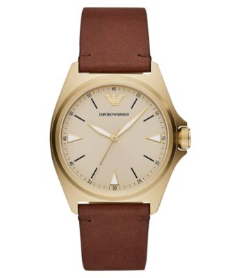 Emporio Armani - Men's Brown Leather Strap Watch 40mm