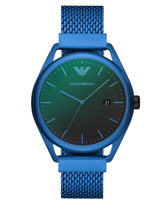 Emporio Armani - Men's Blue Aluminum Mesh Bracelet Watch 43mm