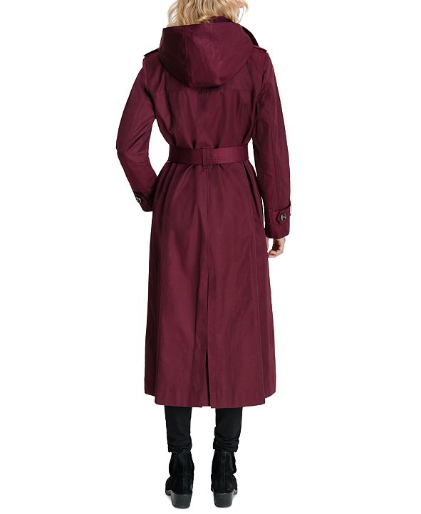 london fog women's hooded long trench coat with liner