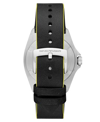 Emporio Armani - Men's Black Leather Strap Watch 40mm