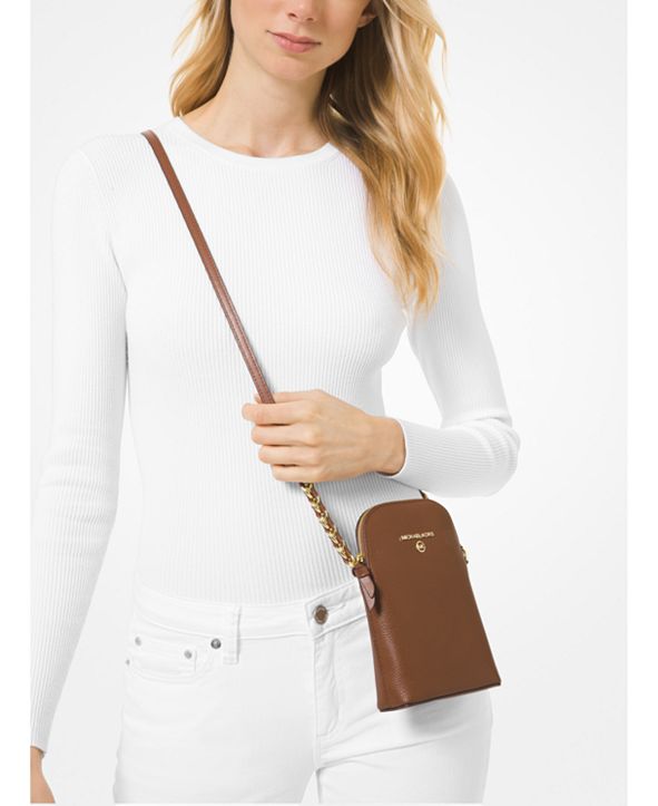 Michael Kors Leather Jet Set Charm North South Chain Phone Crossbody