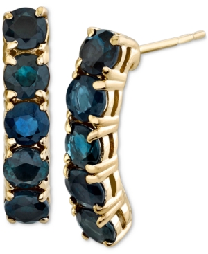 image of Sapphire Curved Semi-Hoop Earrings (3-1/3 ct. t.w.) in 14k Gold