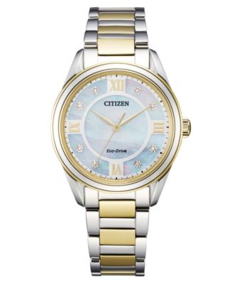 Citizen Eco-Drive Women's Arezzo Diamond-Accent Two-Tone Stainless Steel  Bracelet Watch 32mm - Macy's