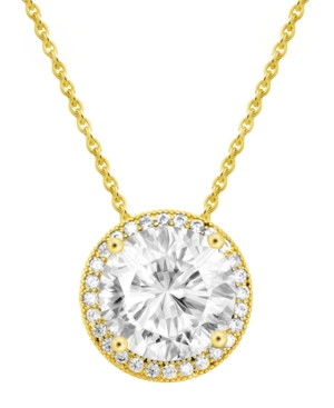 image of Cubic Zirconia Halo Pendant Necklace, 16