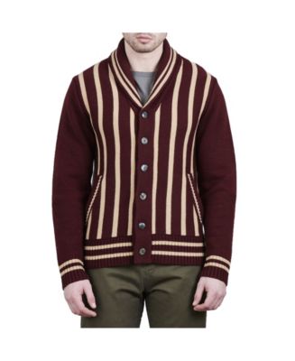 Cardigan Homme 21 MEN Rayé Bordeaux - Taille M - Coton, Manches Longues, Boutonnage