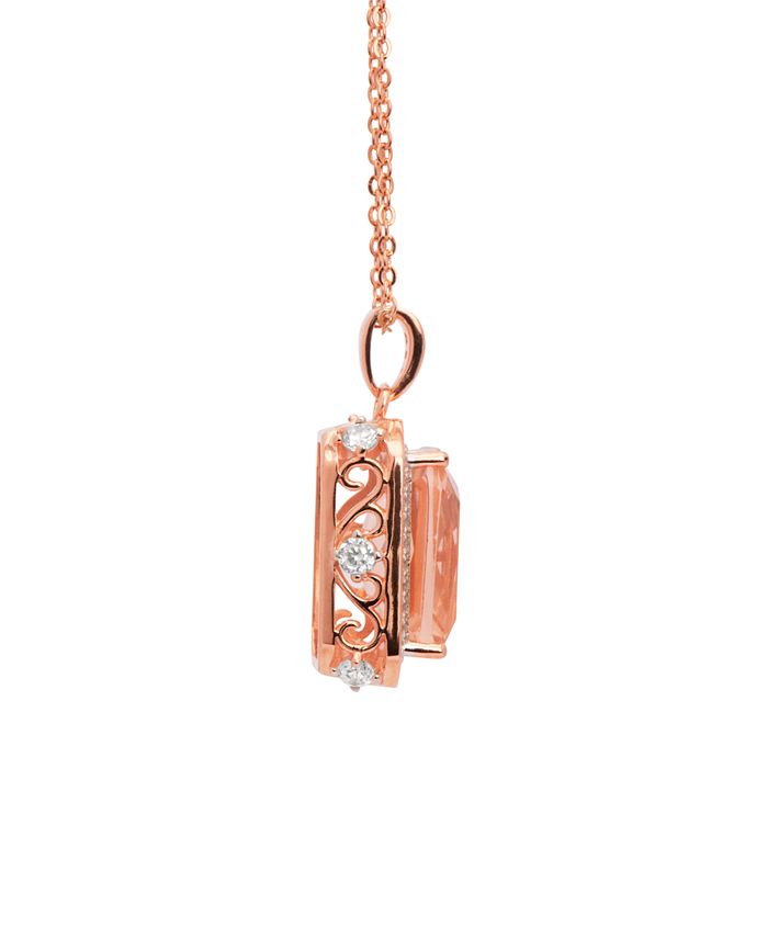 Macy's Rose Gold Plated Simulated Morganite Octagon Pendant - Macy's