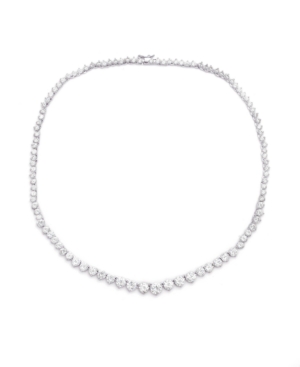 image of Graduated Cubic Zirconia Tennis Necklace In Fine Silver Plate