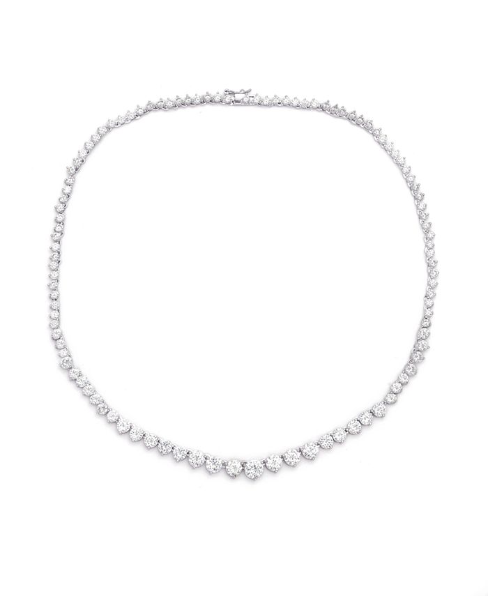 Macy's Graduated Cubic Zirconia Tennis Necklace In Silver Plate or Gold ...