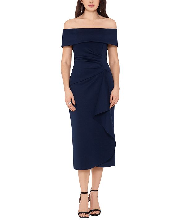 XSCAPE Off-The-Shoulder Ruched Dress & Reviews - Dresses - Women - Macy's