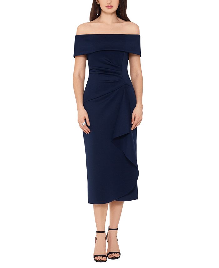 XSCAPE Off-The-Shoulder Ruched Dress - Macy's