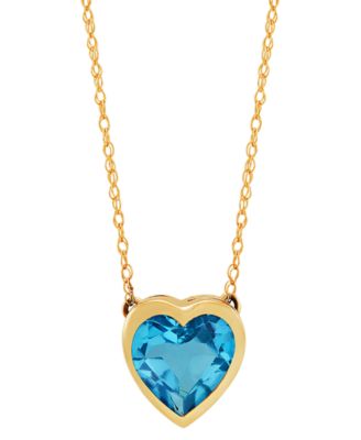 Macy's - Gemstone Bezel Heart 18" Pendant Necklace in 10k Gold