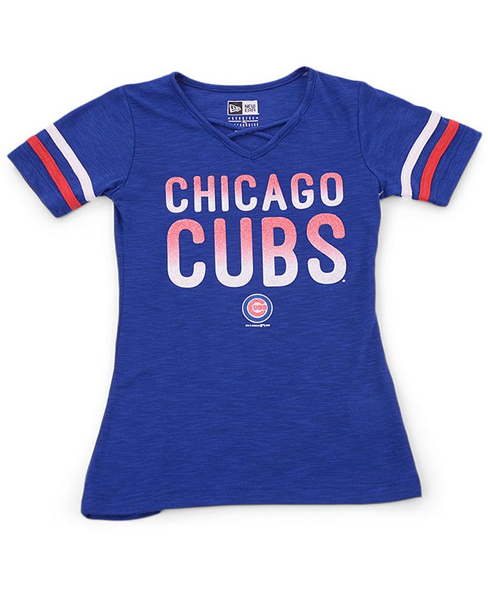 5th & Ocean New Era Big Girls Chicago Cubs Glitter Tie Up T-shirt - Macy's