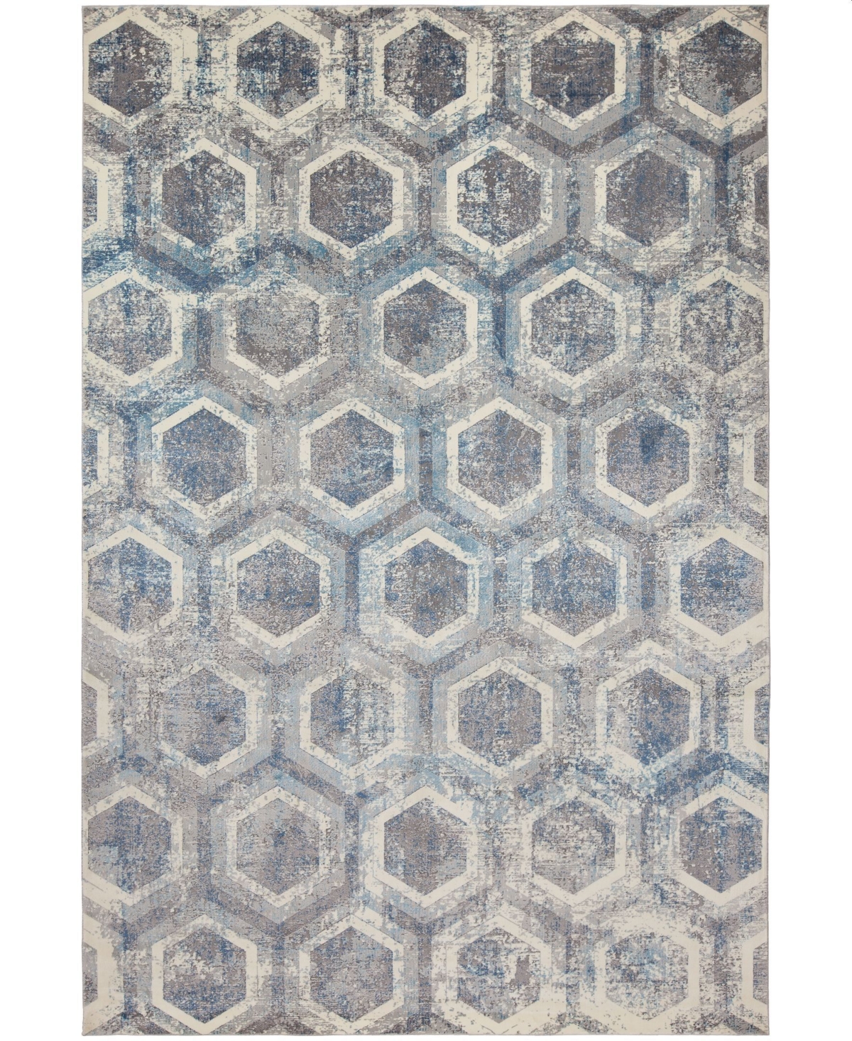 Sunbrella Modern Sm-03 Gray/Navy 9' x 12' Area Rug - Gray/Navy