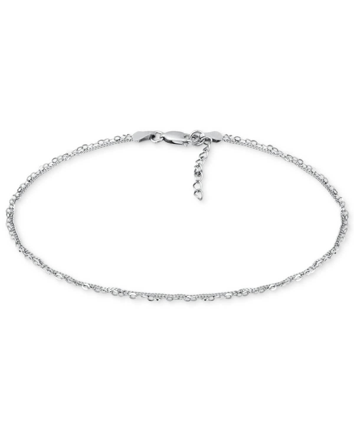 Double Chain Link Ankle Bracelet in Sterling Silver and 18k Over Silver, Created for Macy's - Gold Over Silver
