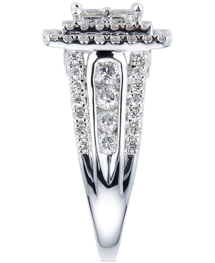 Macy's Diamond Princess Quad Cluster Halo Engagement Ring (2 ct. t.w ...