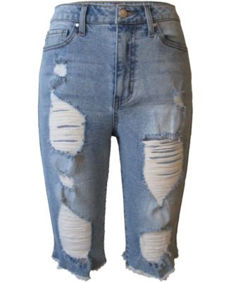 Distressed Denim Bermuda Shorts 