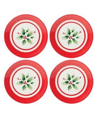 Lenox - Holiday Handpaint Stripe 4-Piece Dessert Plate Set