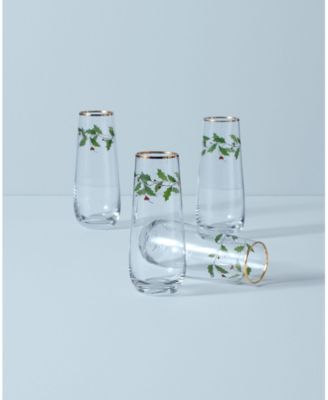 Holiday Stemless Flutes, Set of 4