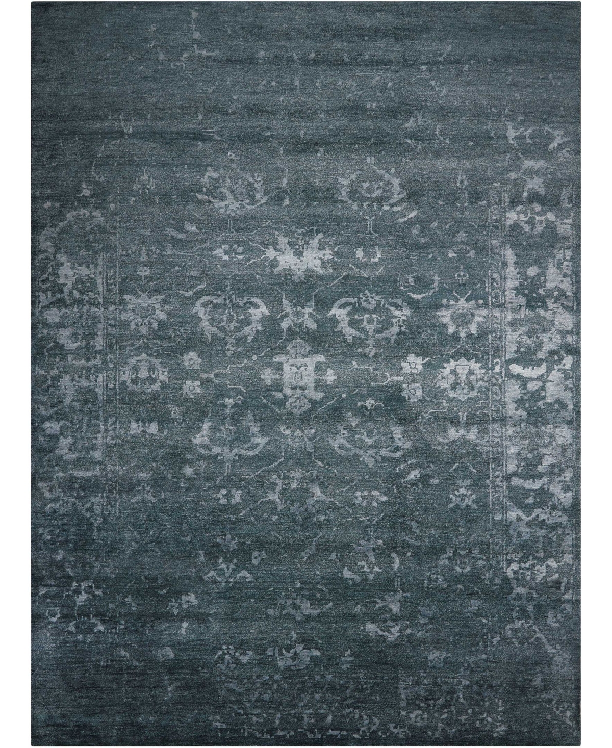 Nourison Home Silk Shadows SHA15 Blue and Gray 5'6in x 7'5in Area Rug - Blue/ Gray
