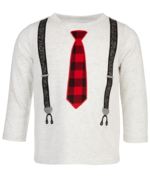 image of First Impressions Toddler Boys Long-Sleeve Tie & Suspenders T-Shirt, Created for Macy-s
