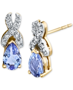 image of Tanzanite (7/8 ct. t.w.) & Diamond (1/8 ct. t.w.) Stud Earrings in 14k Gold