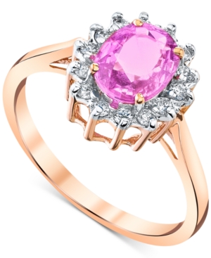 image of Pink Sapphire (1-5/8 ct. t.w.) & Diamond (1/5 ct. t.w.) Ring in 14k Rose Gold