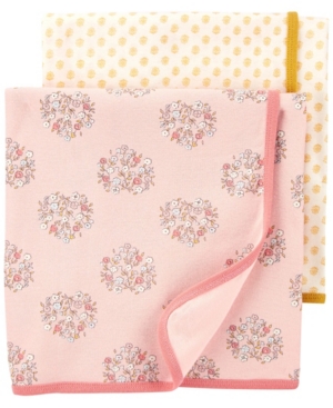 image of Carter-s Baby Girl 2-Pack Floral Baby Blankets