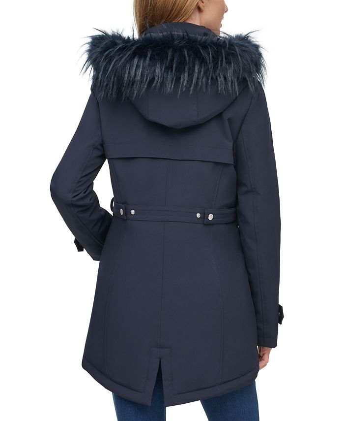 Tommy Hilfiger Women's Faux-Fur-Trim Hooded Raincoat & Reviews - Coats ...