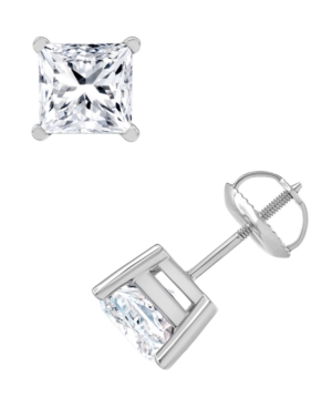 image of Diamond Princess-Cut Stud Earrings (3 ct. t.w.) in 14k White Gold