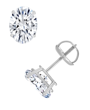 image of Diamond Oval-Cut Stud Earrings (3 ct. t.w.) in 14k White Gold