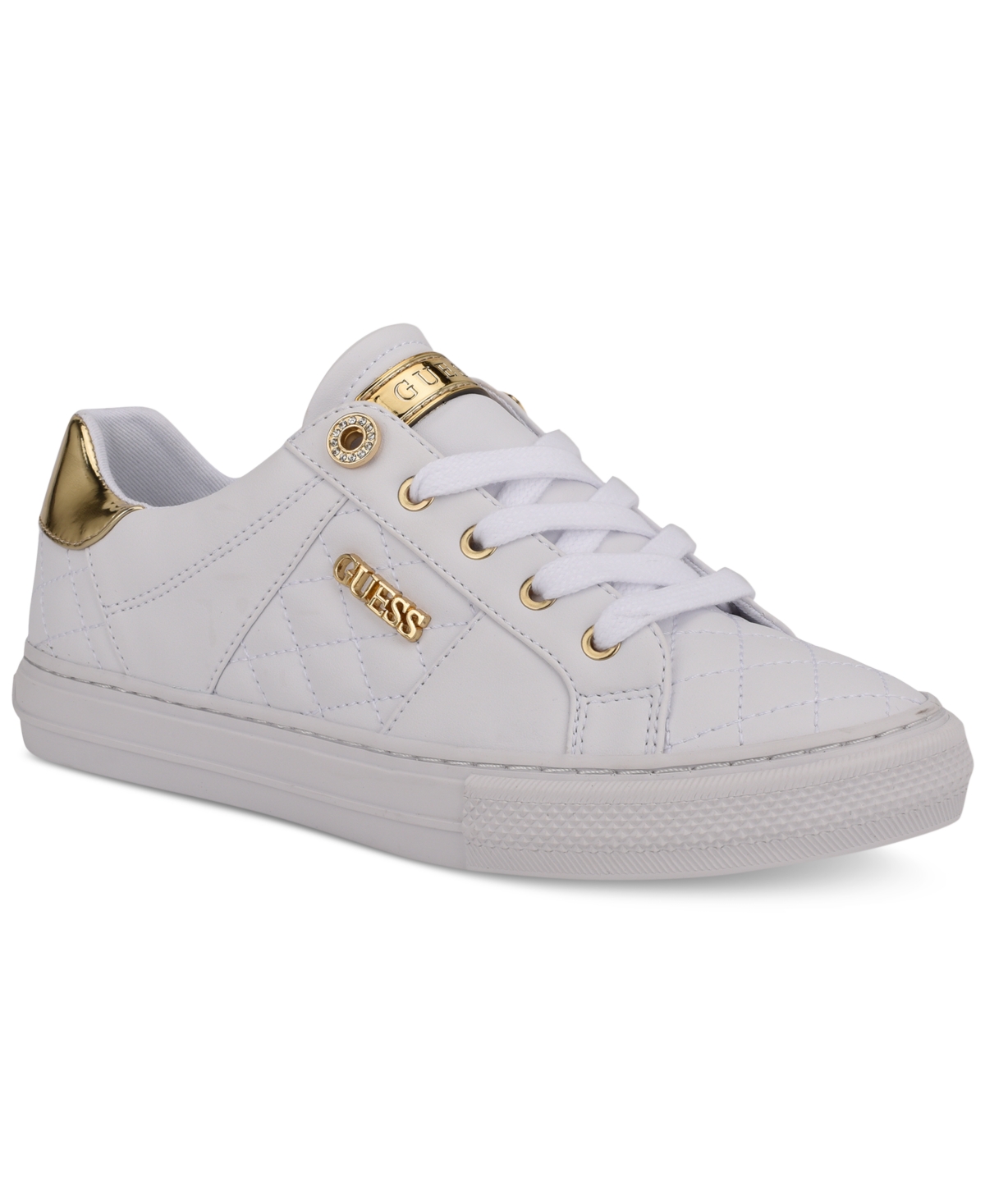 Guess Women's Loven Lace-up Sneakers In White,white Quilted