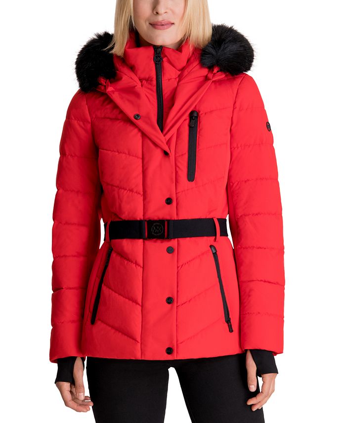 Michael Kors Faux-Fur-Trim Hooded Puffer Coat, Created for Macy's ...