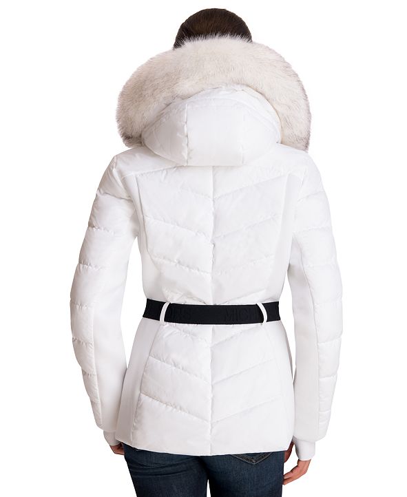 Michael Kors Belted Faux-Fur Trim Hooded Puffer Coat & Reviews - Coats ...