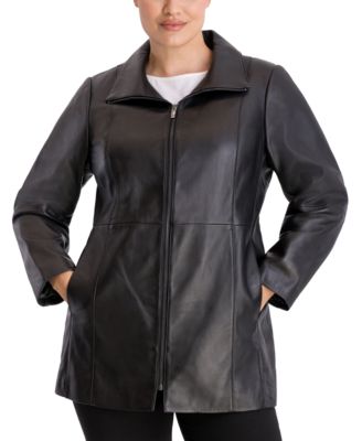 leather swing coat plus size