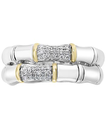 EFFY Collection - Diamond Double Statement Ring (1/6 ct. t.w.) in Sterling Silver & 18k Gold-Plate
