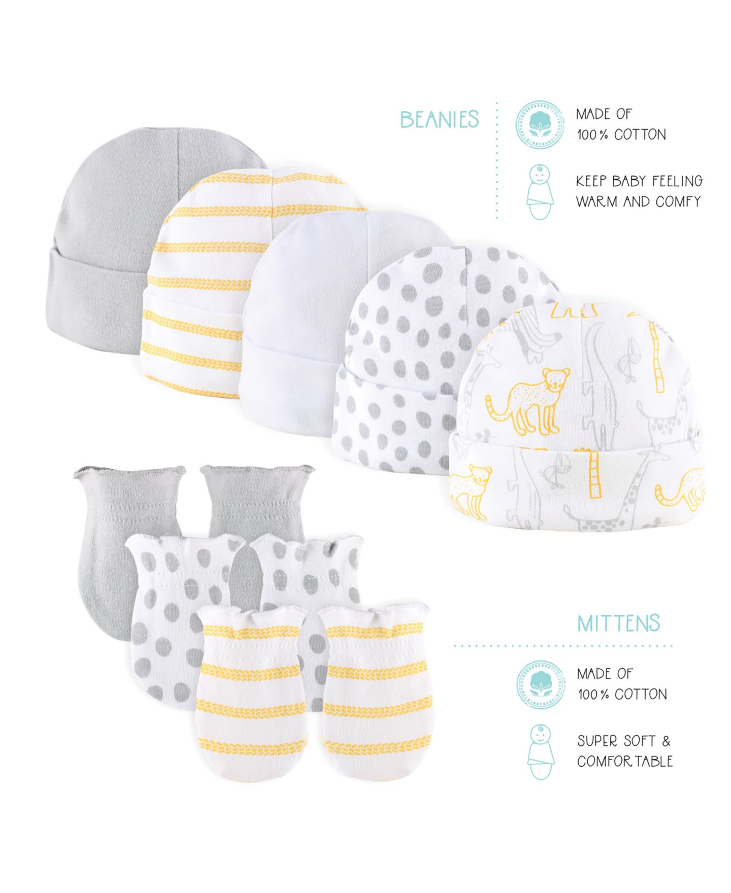Комплекты The Peanutshell Layette Gift Set Girls, Yellow Safari, 23 Essential Pieces для мальчиков-малышей, цвет: Разноцветный — фото 4