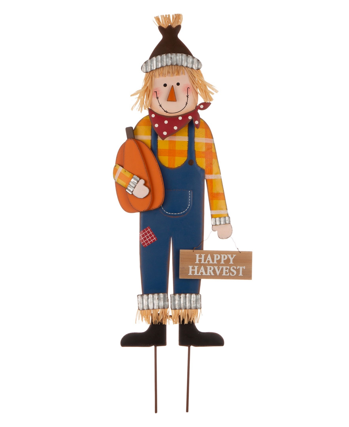 Glitzhome 36" Fall Metal Scarecrow Yard Stake Or Standing Or Hanging Sign In Multi