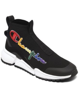 black and rainbow champion shoes