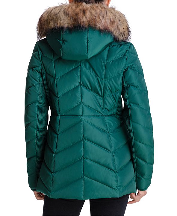 Michael Kors Faux-Fur-Trim Hooded Down Puffer Coat, Created for Macy's ...